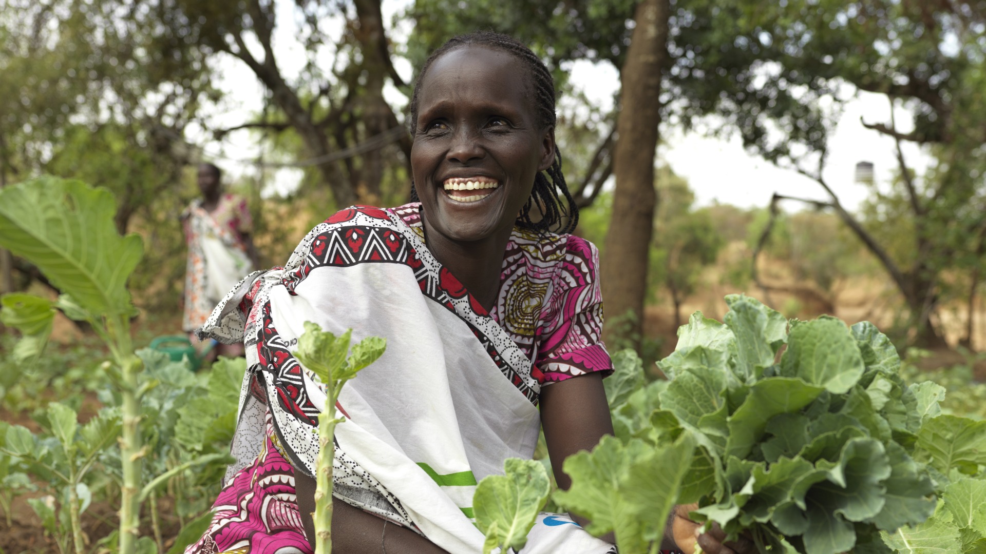 Rosina Chenangat, 38, is the leader of the kitchen garden which is an inititive of the Mother-to-Mother support group in Kapkitony Village in West Pokot, Kenya.