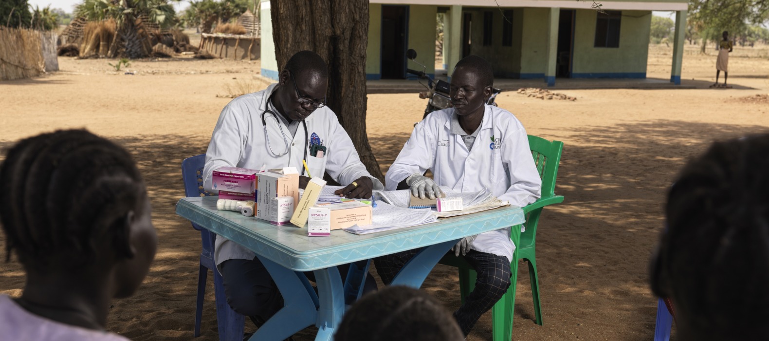 Dr Anei Piol, 44, is a South Sudanese government doctor. Action Against Hunger help to suppliment Dr Piol's income so like doctors like him can remaiin at work. Serving some of the most vulnerable and isolated communities in the country. "We receive around 500 patients a month. Patients mainly come in to be treated for malaria, snake bites, wild dog bites and typhoid".