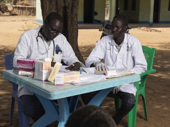 Dr Anei Piol, 44, is a South Sudanese government doctor. Action Against Hunger help to suppliment Dr Piol's income so like doctors like him can remaiin at work. Serving some of the most vulnerable and isolated communities in the country. "We receive around 500 patients a month. Patients mainly come in to be treated for malaria, snake bites, wild dog bites and typhoid".