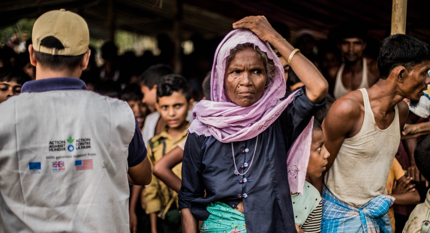 An Against Against Hunger food distribution to Rohingya refugees in Cox's Bazar, Bangladesh.