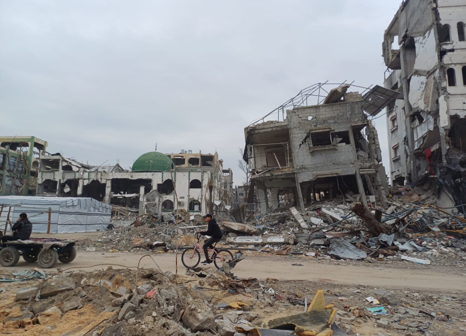 Image of destruction in Gaza City in January 2025, following the announcement of the ceasefire.