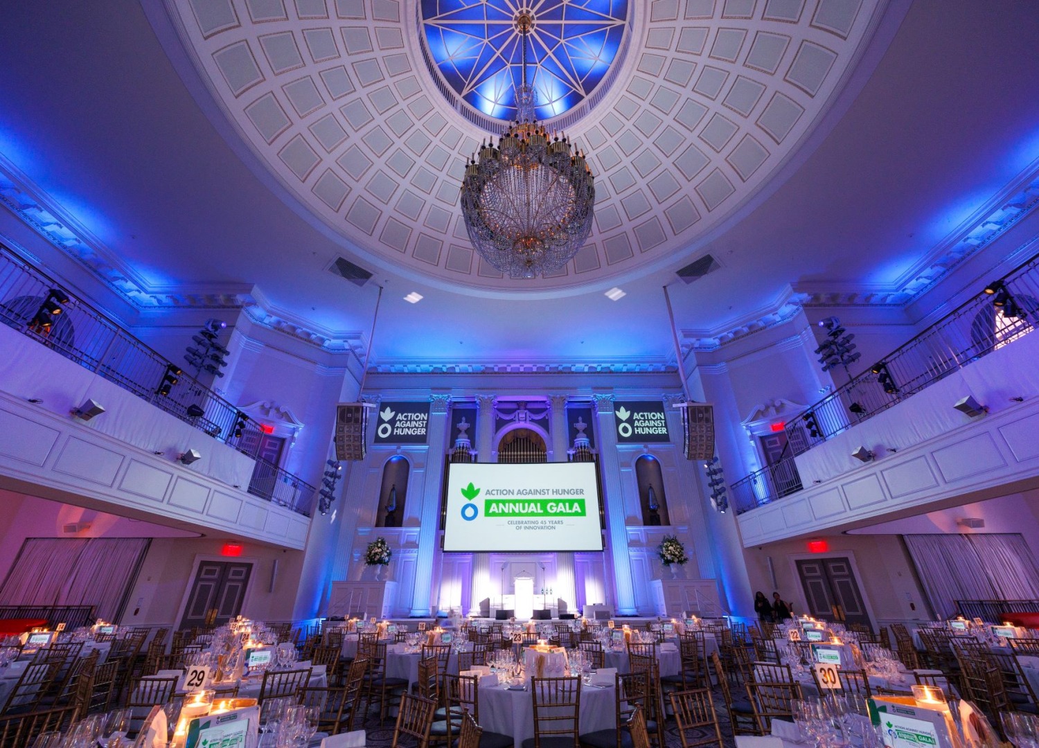 Photo of the empty gala room for Action Against Hunger's 2024 gala