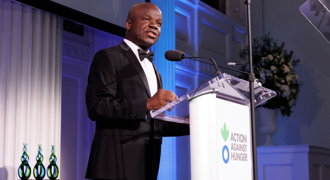 Dr. Charles E. Owubah speaking at Action Against Hunger's 2024 gala