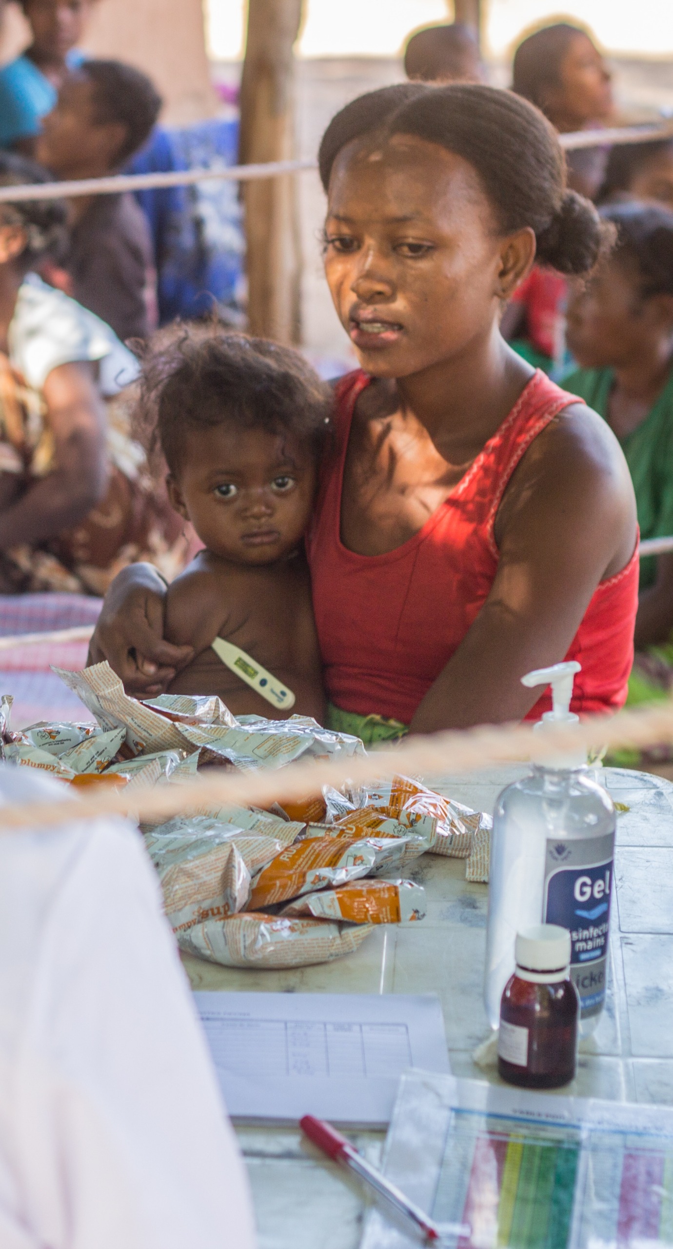 Action Against Hunger teams carry out a nutrition screening in Madagascar.