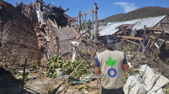 Heavy damage and destroyed houses in Liberty Barangay.