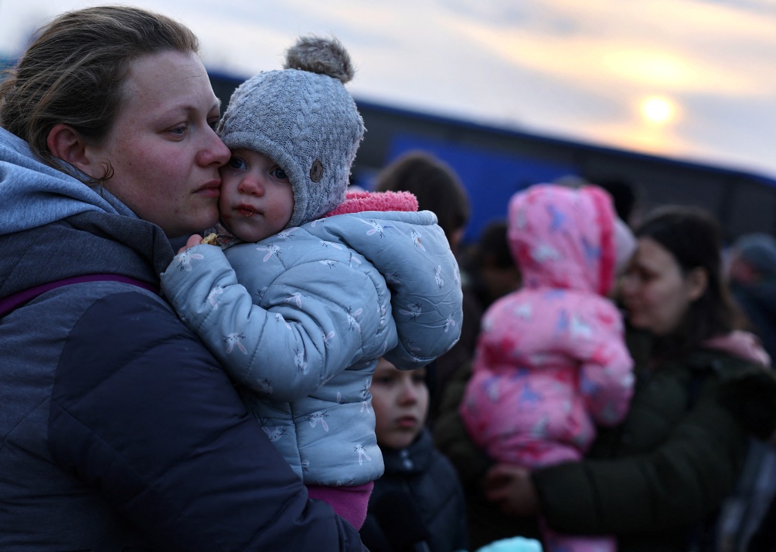 Refugees arrive at the Polish border town of Przemysl after fleeing from Ukraine due to the Russian invasion