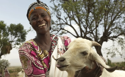 Rosalyne Chepochkok, 35 rears goats in Kapkitony, West Pokot County, Kenya with the help of an Action Against Hunger loan.