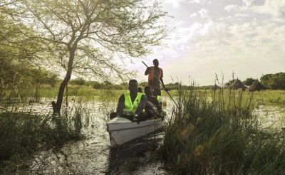 The Outreach Team take Bol Biel and her child back to the stabilisation centre as the child is showing signs of malnutrition.